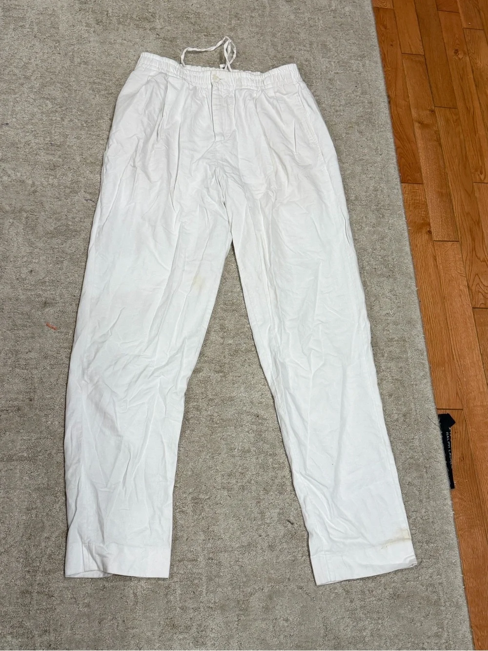 Zara White linen Casual Pants
